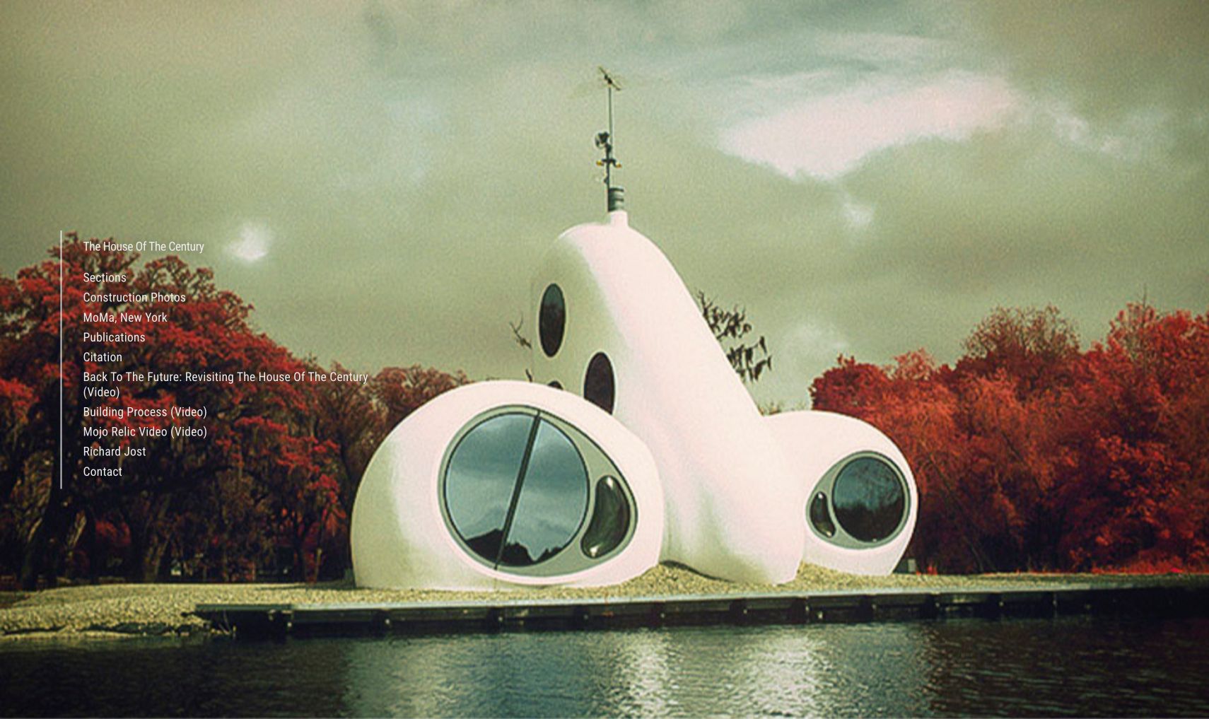 Richard Jost Architect website showing the House of the Century beside Lake Chenango